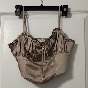 Altar’d State Silk Crop Top with Ruffle Detail